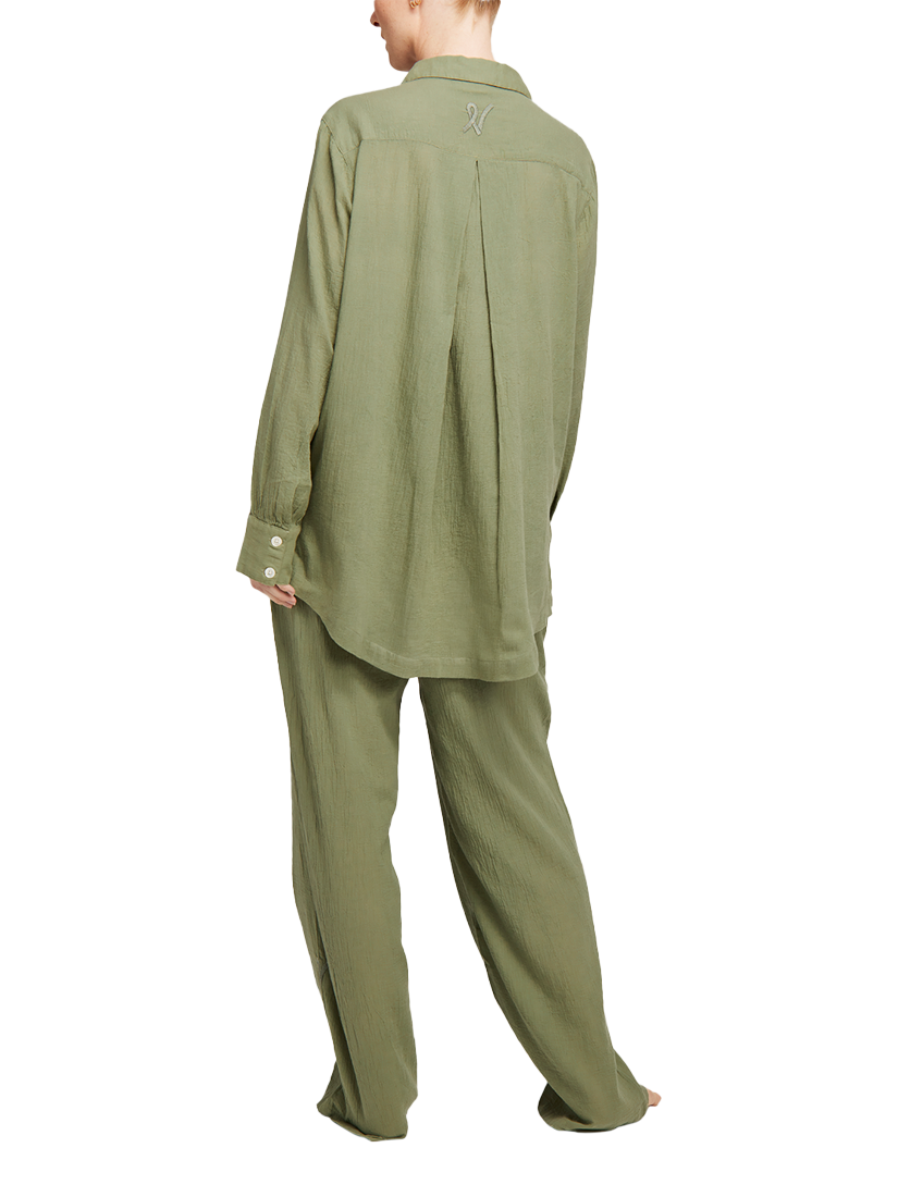 Product image 4 of 5, which shows Nudea Organic Cotton Pyjama Shirt, Olive Green, XS