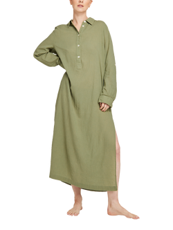 Nudea Organic Cotton Maxi Nightshirt, Olive Green, Olive Green