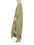 Nudea Organic Cotton Maxi Nightshirt, Olive Green