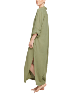Nudea Organic Cotton Maxi Nightshirt, Olive Green - view 2, Olive Green