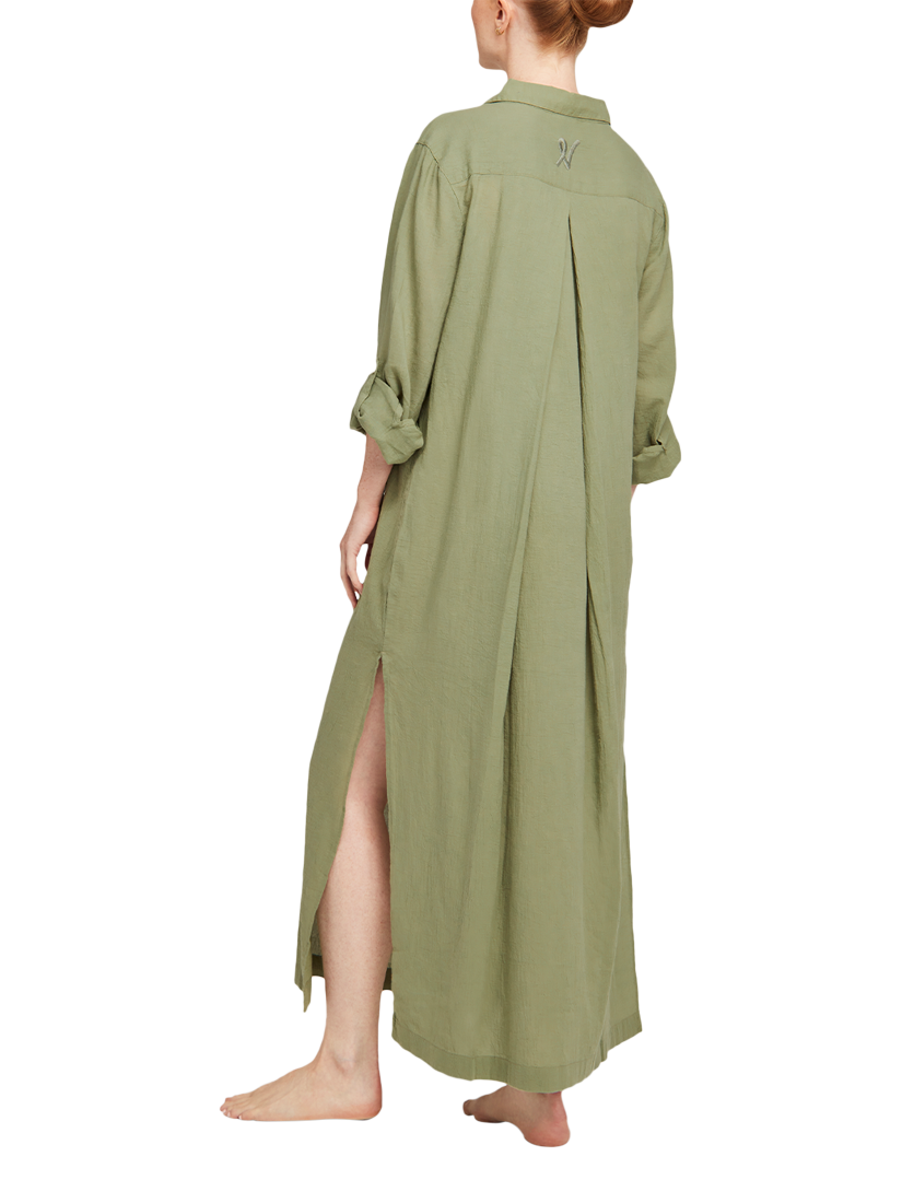 Product image 4 of 5, which shows Nudea Organic Cotton Maxi Nightshirt, Olive Green, XS