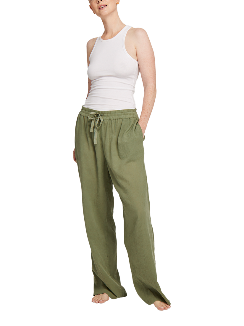 Nudea Petite Organic Cotton Pyjama Bottoms Olive Green