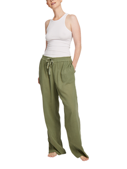Nudea Petite Organic Cotton Pyjama Bottoms, Olive Green, Olive Green