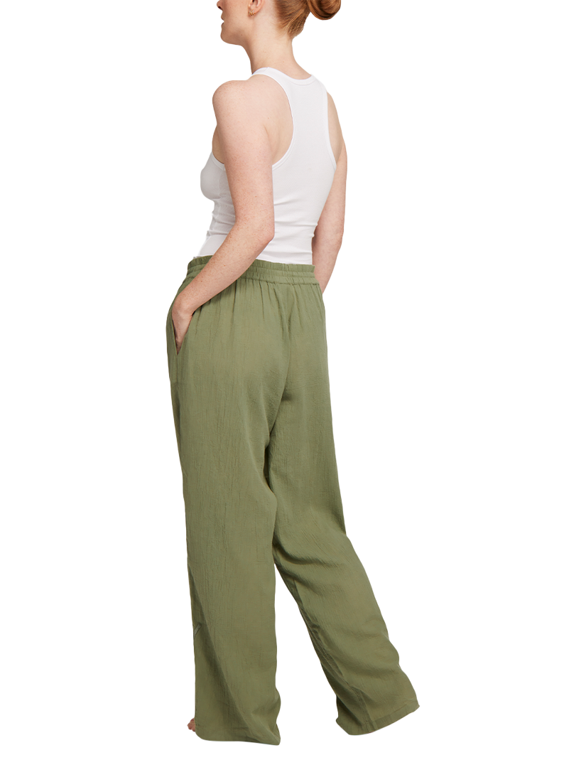 Product image 3 of 6, which shows Nudea Petite Organic Cotton Pyjama Bottoms, Olive Green, XS