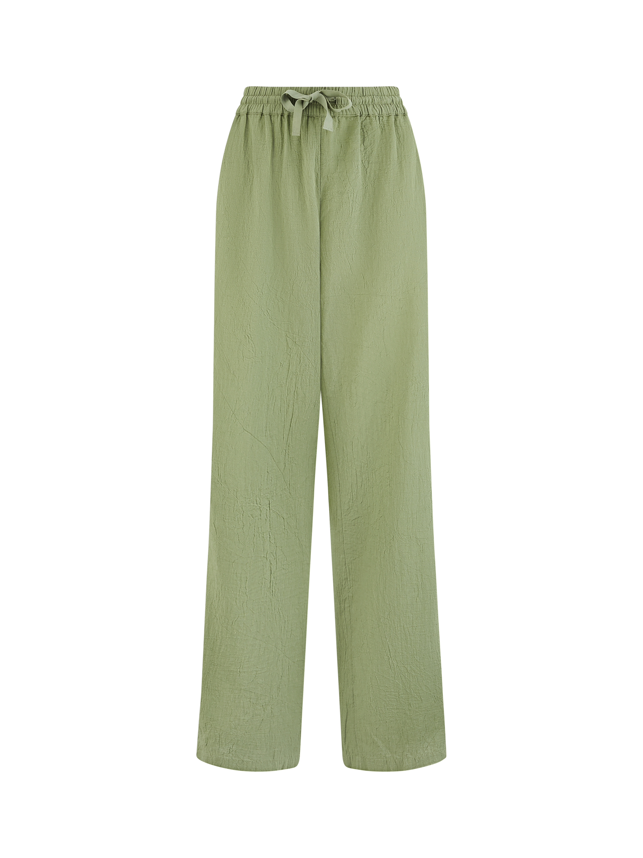 Product image 6 of 6, which shows Nudea Petite Organic Cotton Pyjama Bottoms, Olive Green, XS