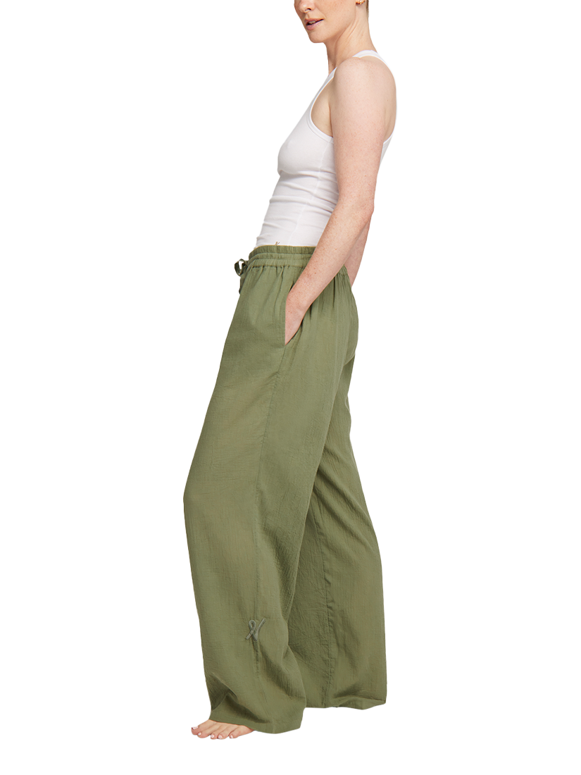Product image 2 of 6, which shows Nudea Regular Organic Cotton Pyjama Bottoms, Olive Green, XS