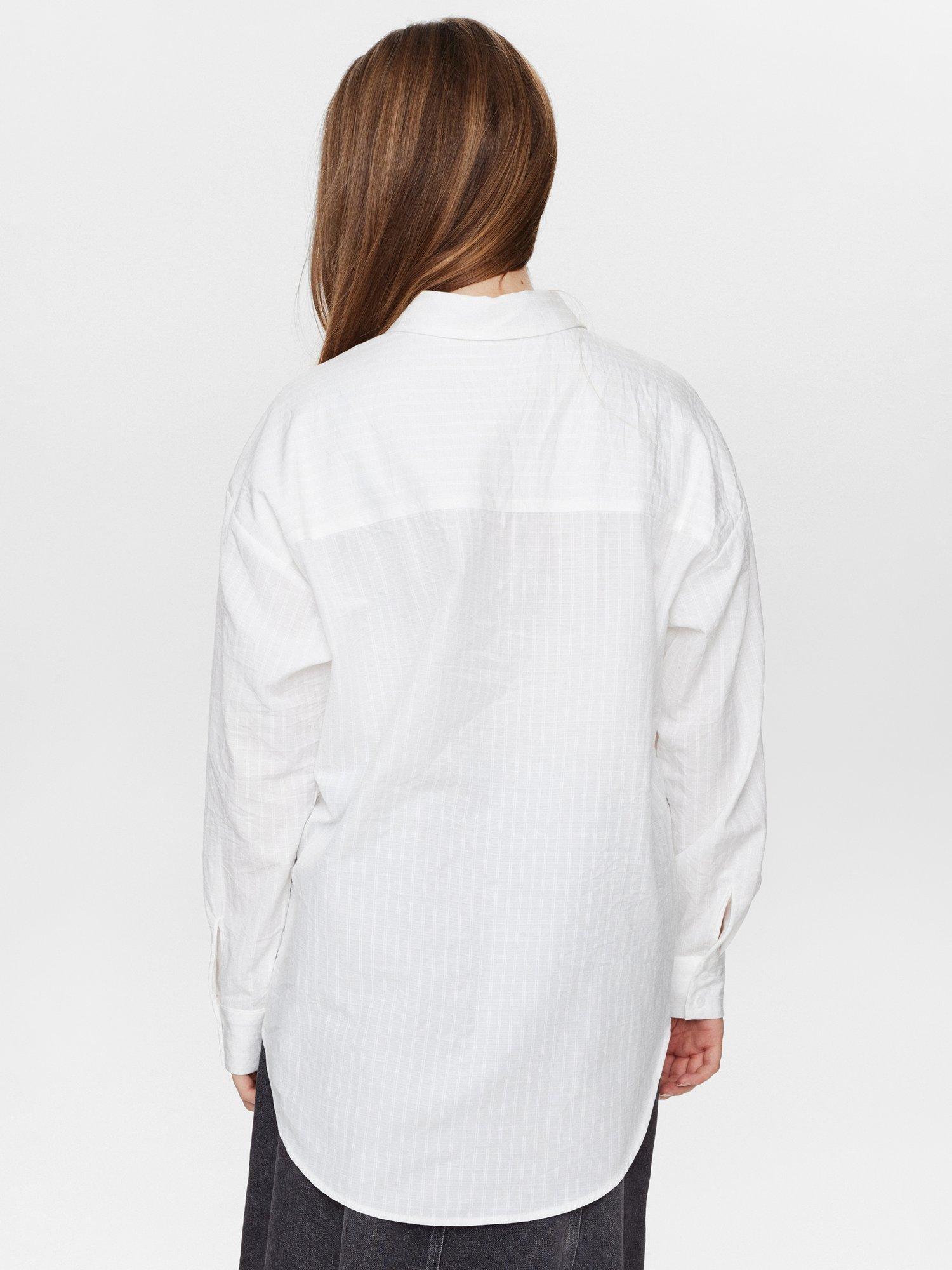 Product image 2 of 7, which shows Numph Numarissa Striped Cotton Blend Shirt, White, XS-S