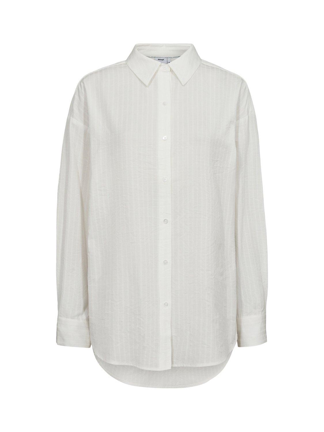 Product image 6 of 7, which shows Numph Numarissa Striped Cotton Blend Shirt, White, XS-S