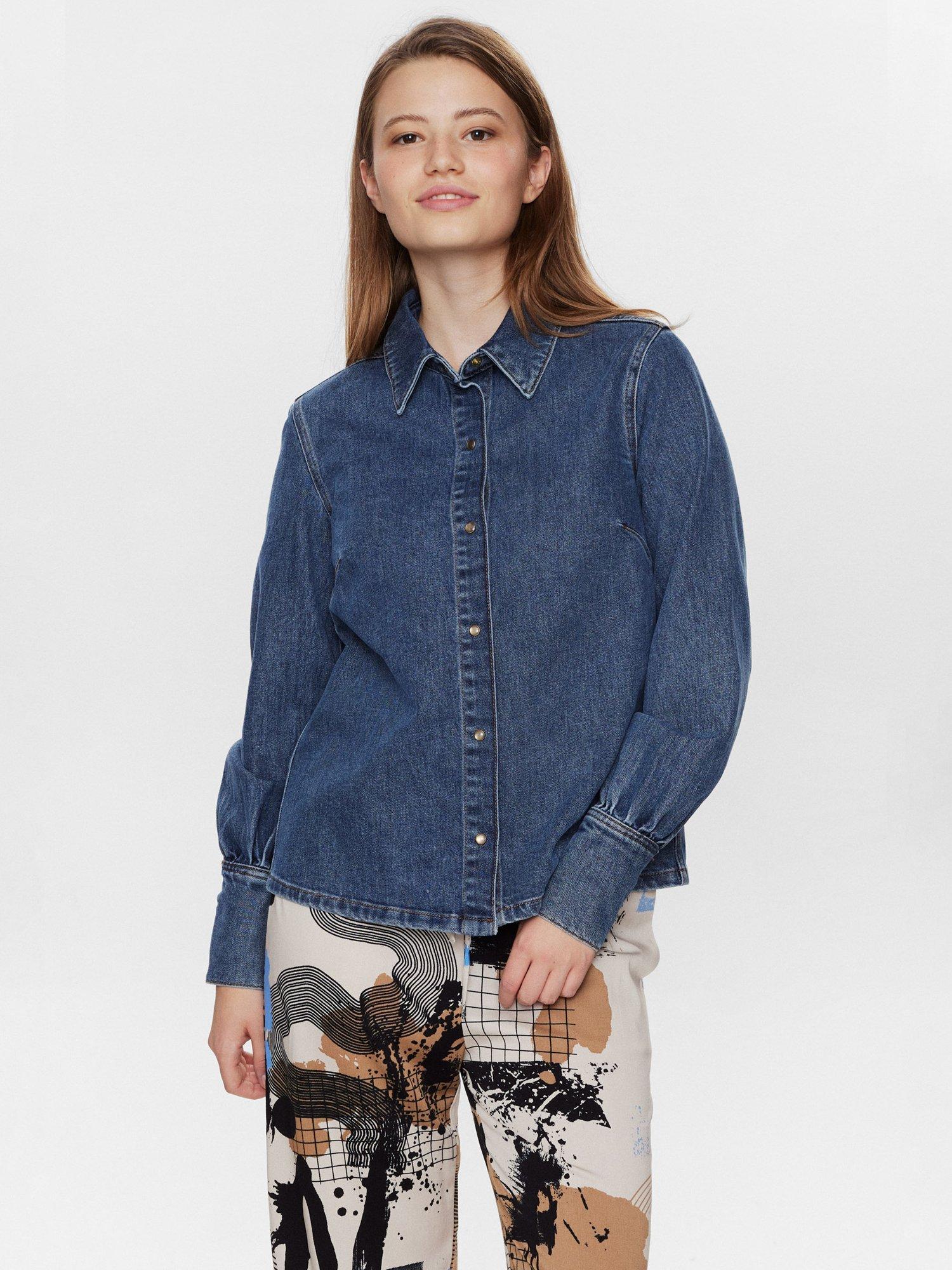 Product image 1 of 7, which shows Numph Toronto Denim Shirt, Dark Blue, 36
