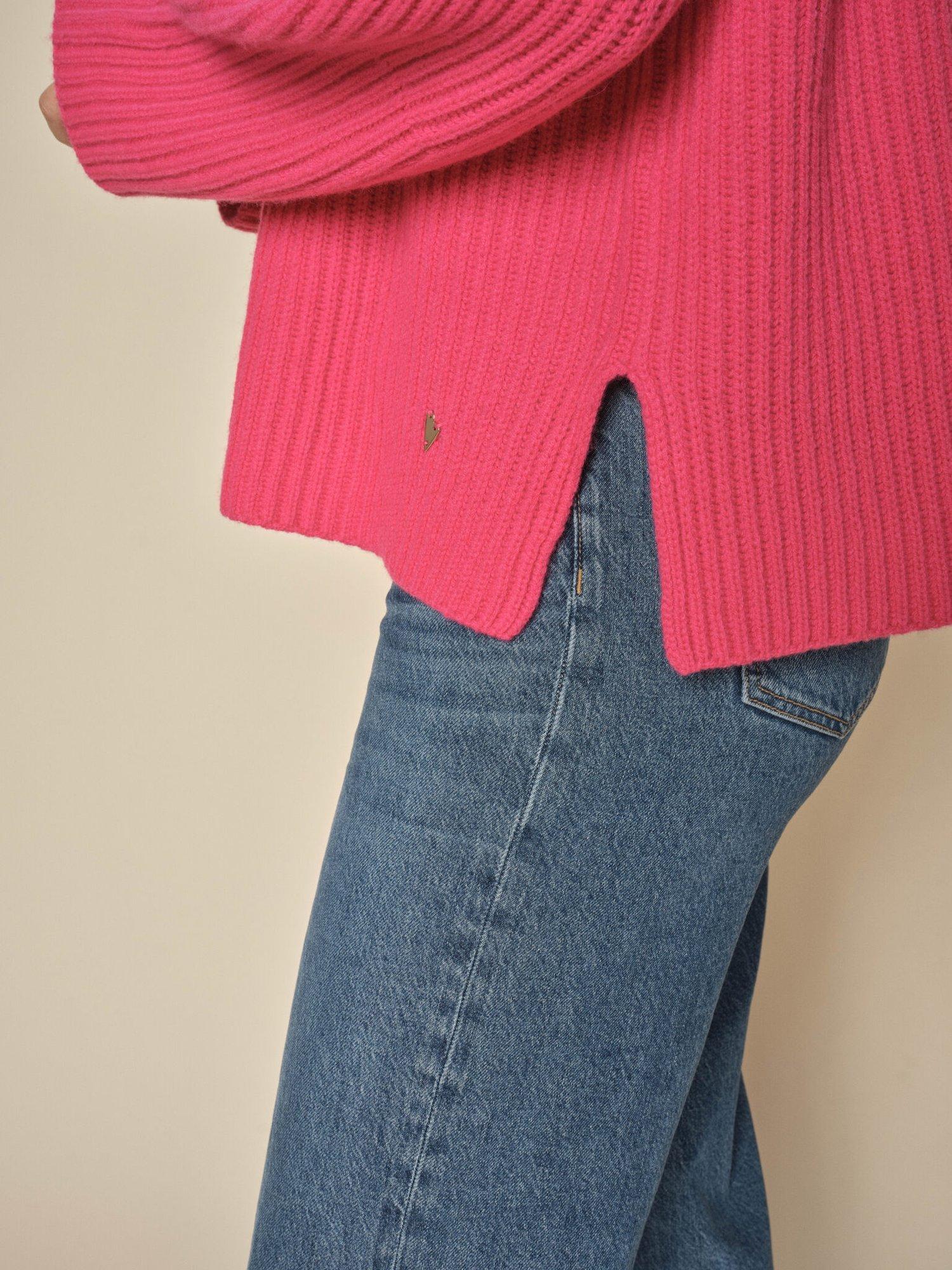 MOS MOSH Iva Collared Pure Wool Jumper, Pink Peacock