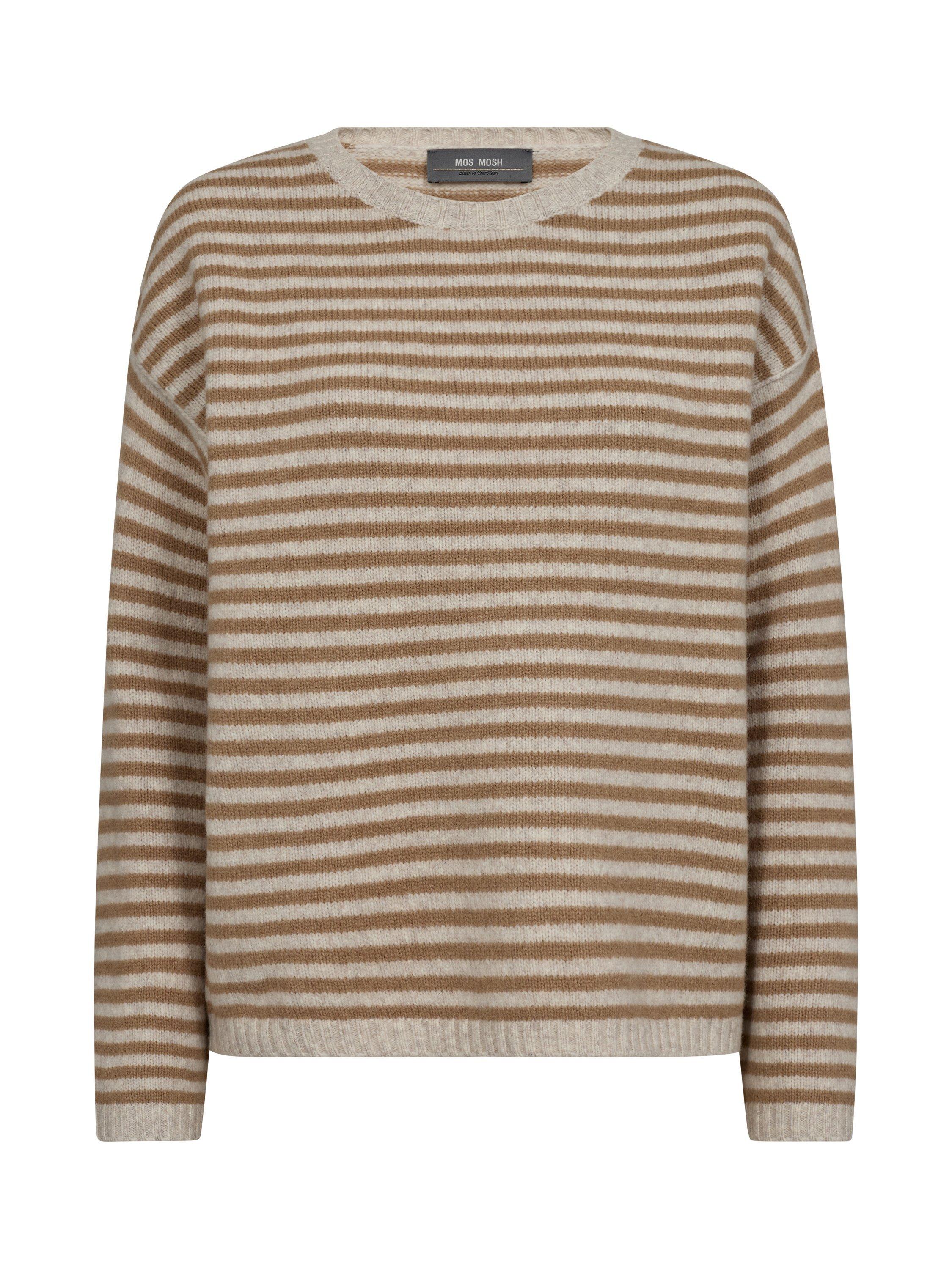 Product image 1 of 2, which shows MOS MOSH Khai Stripe Wool Rich Jumper, Tannin, S