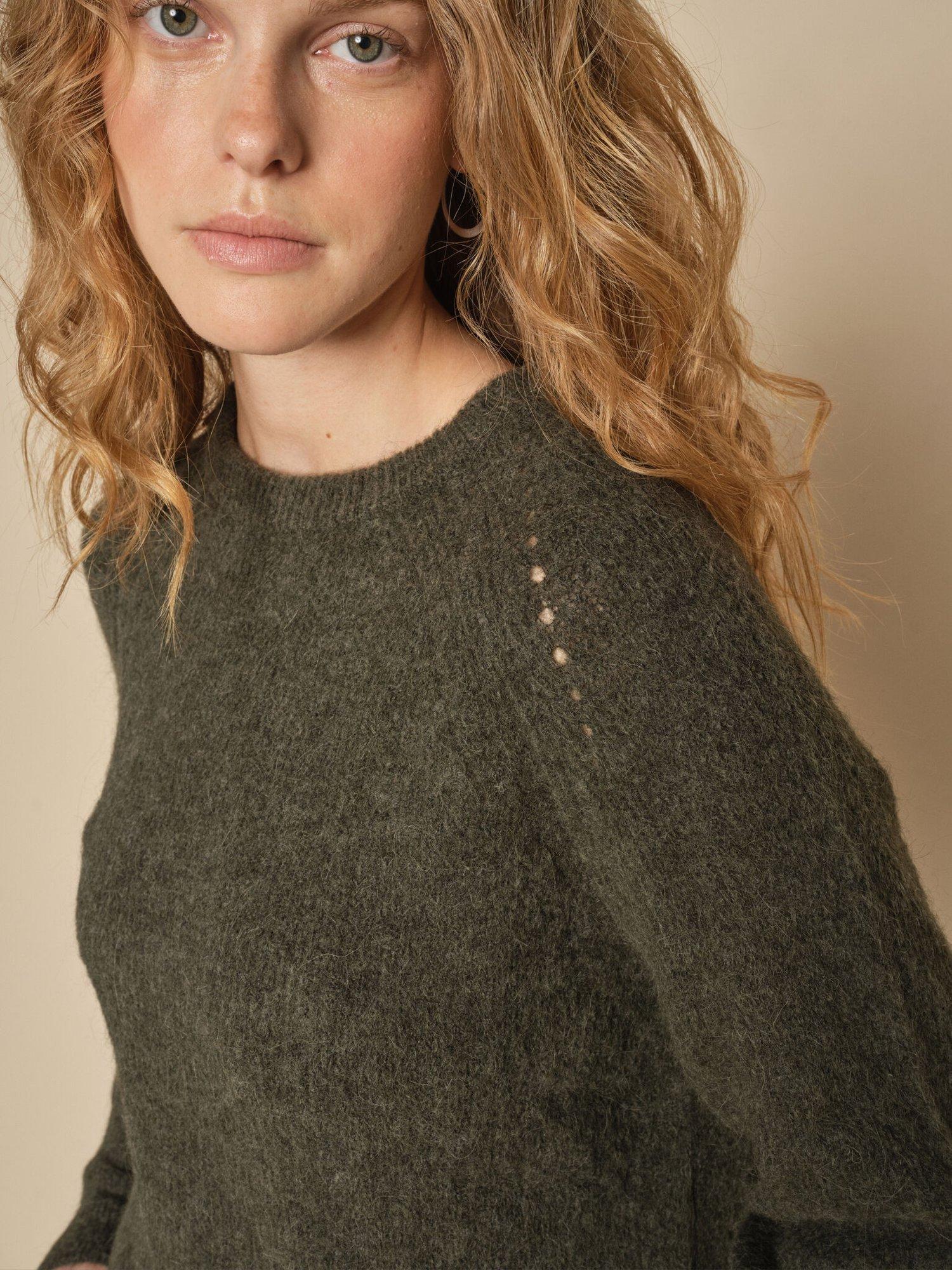 Product image 2 of 4, which shows MOS MOSH Tammy Thora Alpaca Wool Blend Fluffy Jumper, Grape Leaf, XS