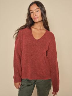 MOS MOSH Thora V-Neck Knit Jumper, Garnet