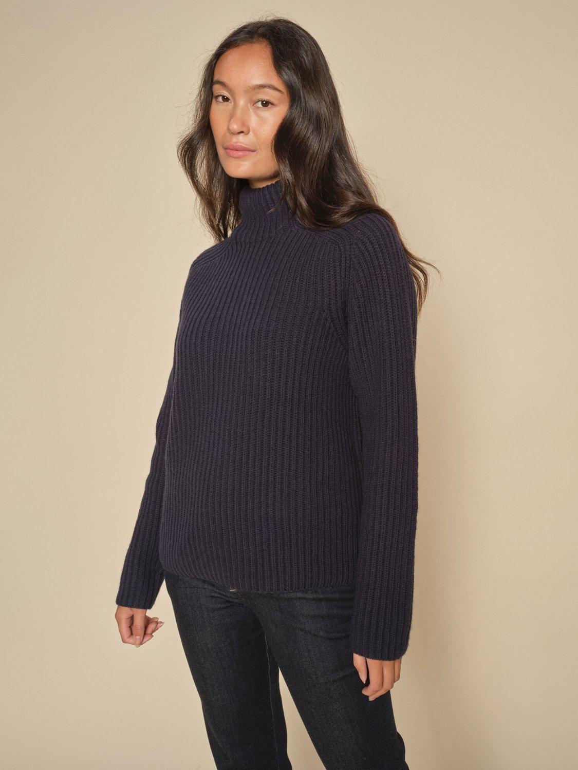 Product image 1 of 3, which shows MOS MOSH Thyra Pure Wool Jumper, Salute Navy, XS