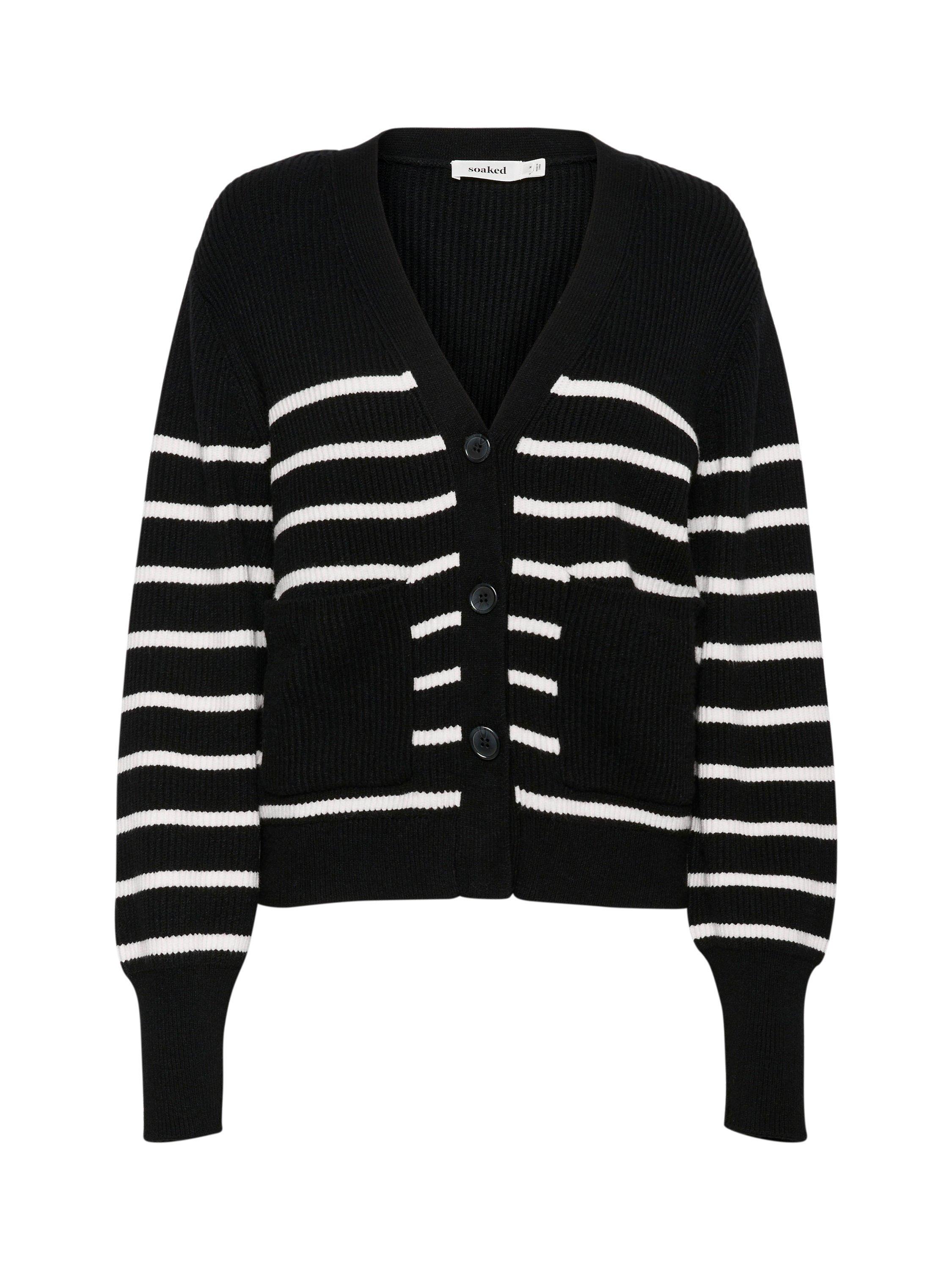 Product image 5 of 6, which shows Soaked In Luxury Spina Stripe Cardigan, Black/White, XS