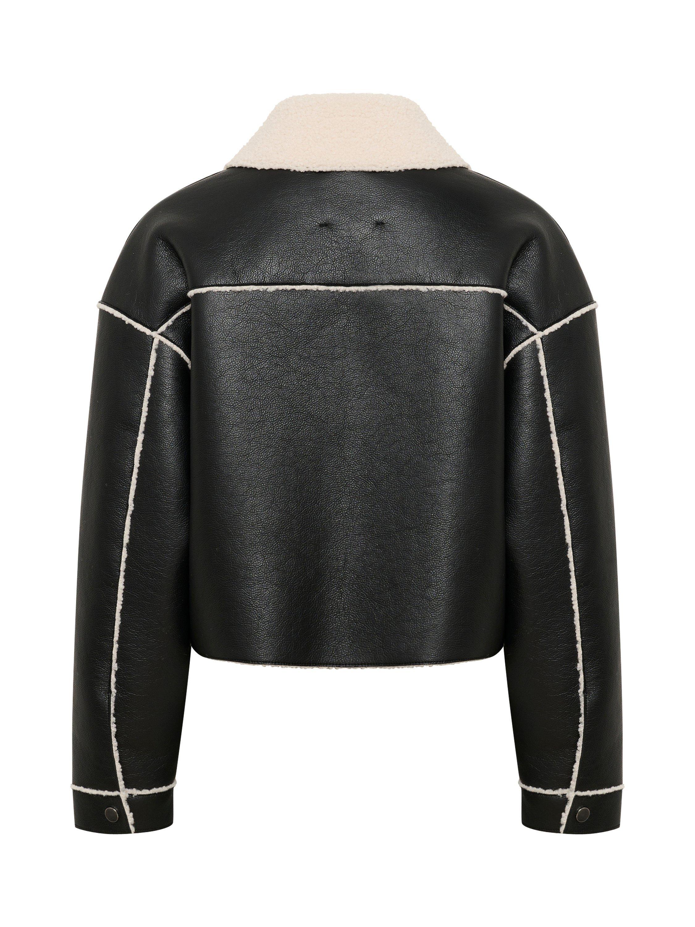 Product image 2 of 2, which shows Soaked In Luxury Loise Faux Leather Jacket, Black, XS