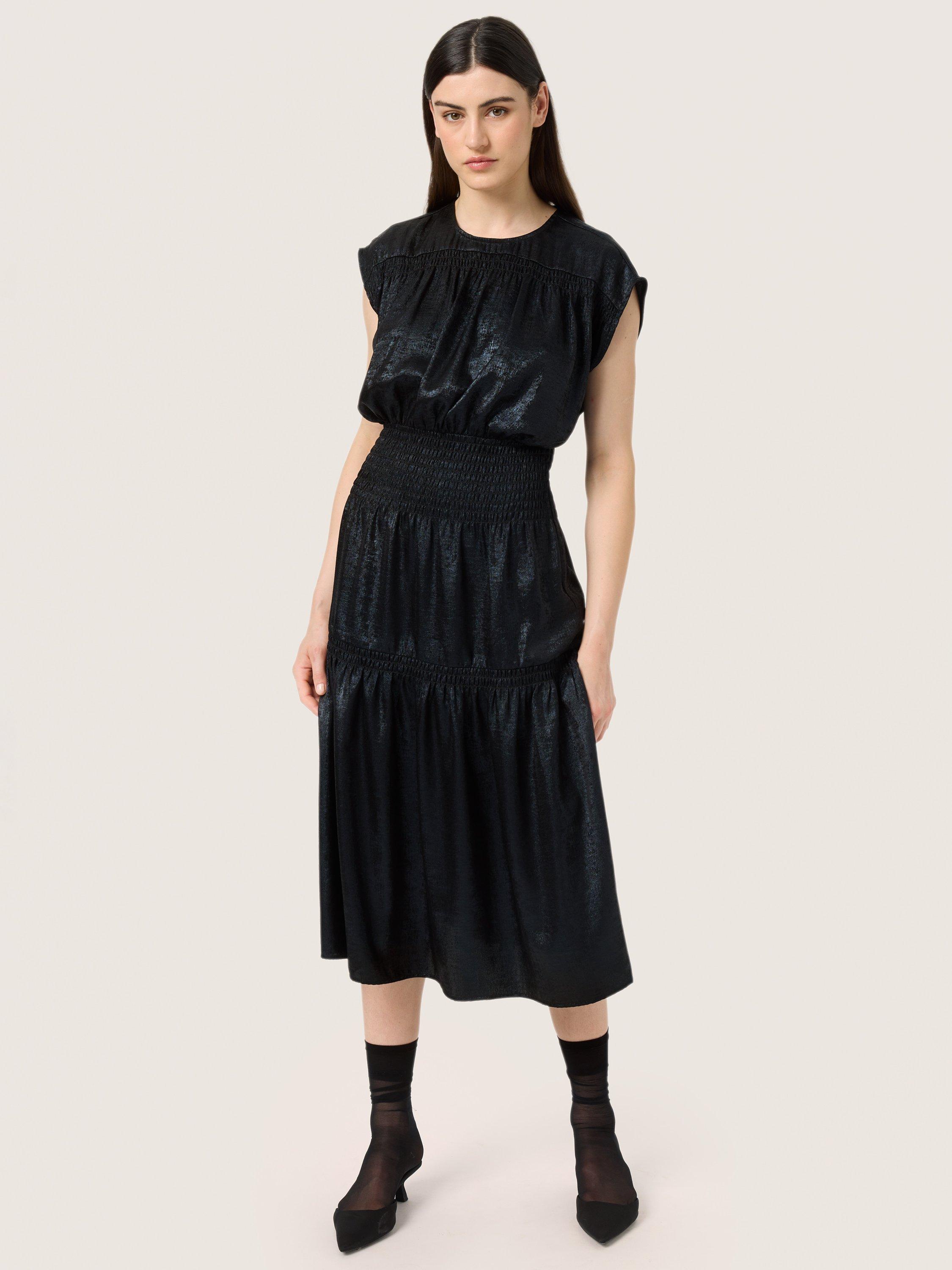 Product image 1 of 5, which shows Soaked In Luxury Elvie Tiered Dress, Black, XS