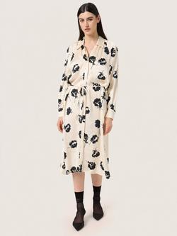 Soaked In Luxury Erwina Floral Satin Shirt Dress, Black/White, Black/White