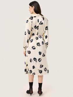 Soaked In Luxury Erwina Floral Satin Shirt Dress, Black/White - view 2, Black/White