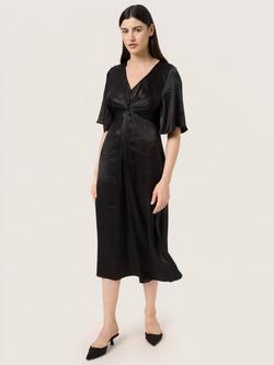 Soaked In Luxury Milu Satin Knot Front Dress, Black