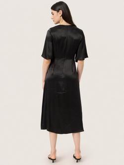 Soaked In Luxury Milu Satin Knot Front Dress - view 2, Black