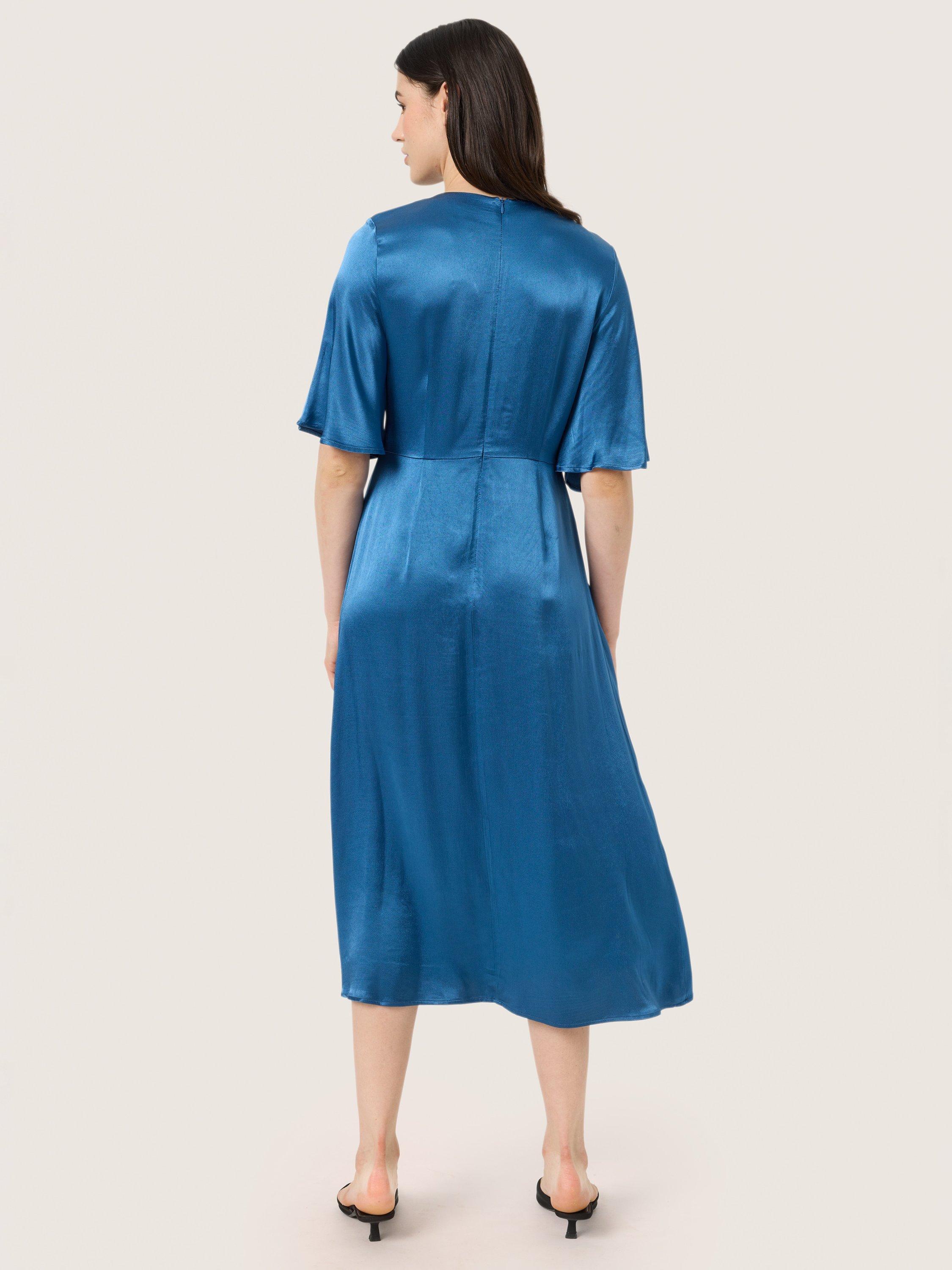 Product image 2 of 5, which shows Soaked In Luxury Milu Satin Knot Front Dress, Ensign Blue, S