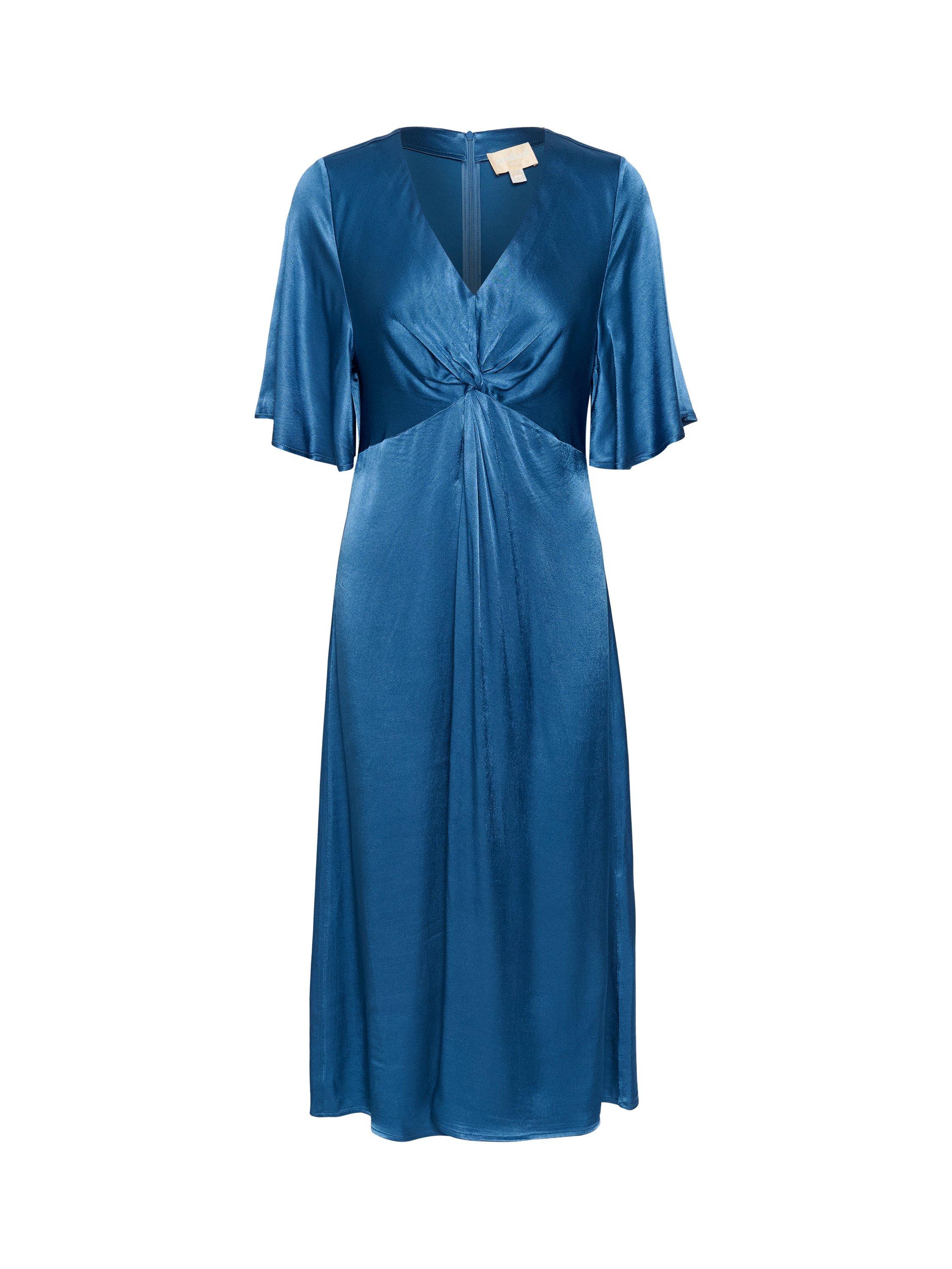 Product image 4 of 5, which shows Soaked In Luxury Milu Satin Knot Front Dress, Ensign Blue, S
