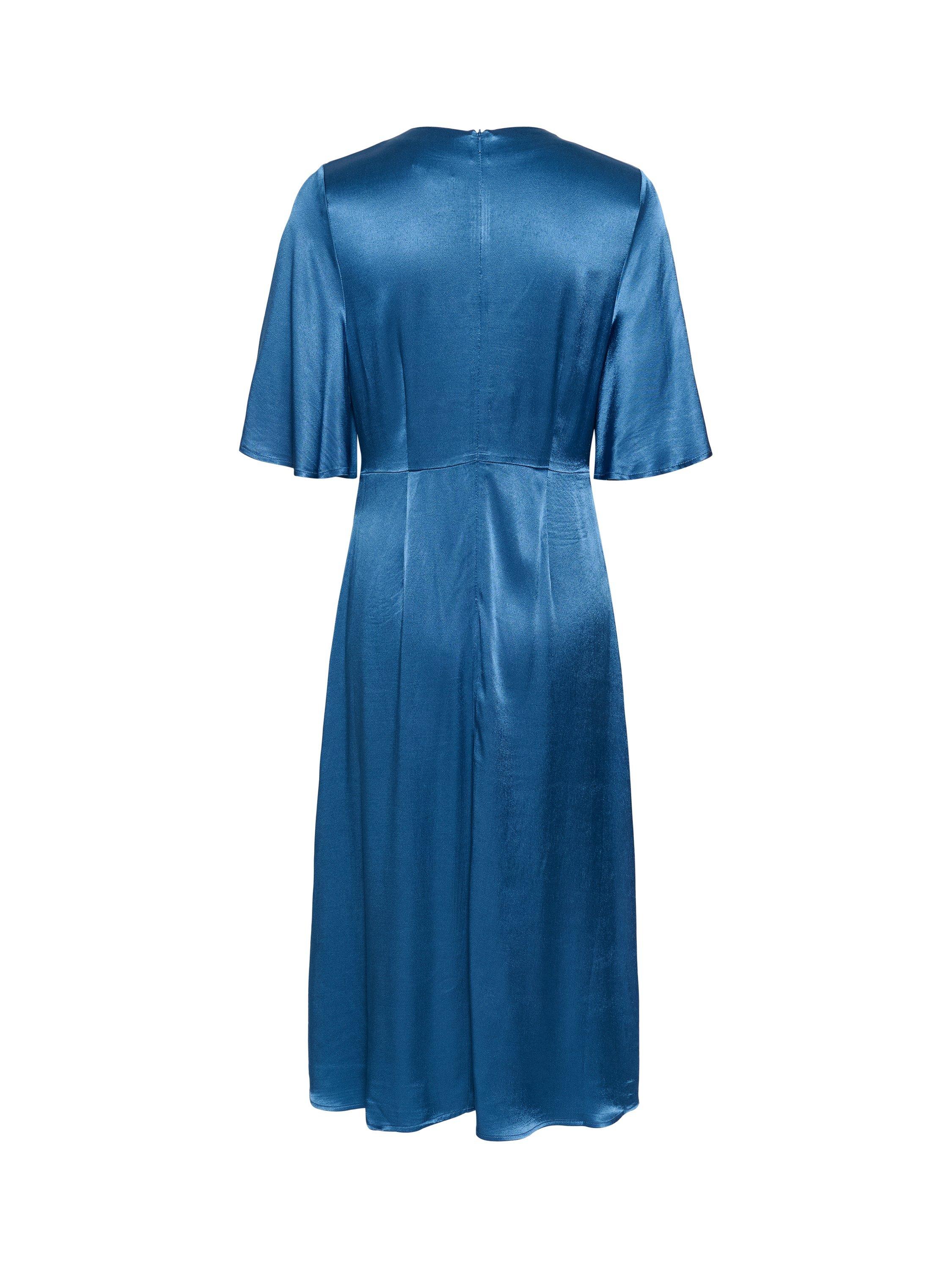 Product image 5 of 5, which shows Soaked In Luxury Milu Satin Knot Front Dress, Ensign Blue, S