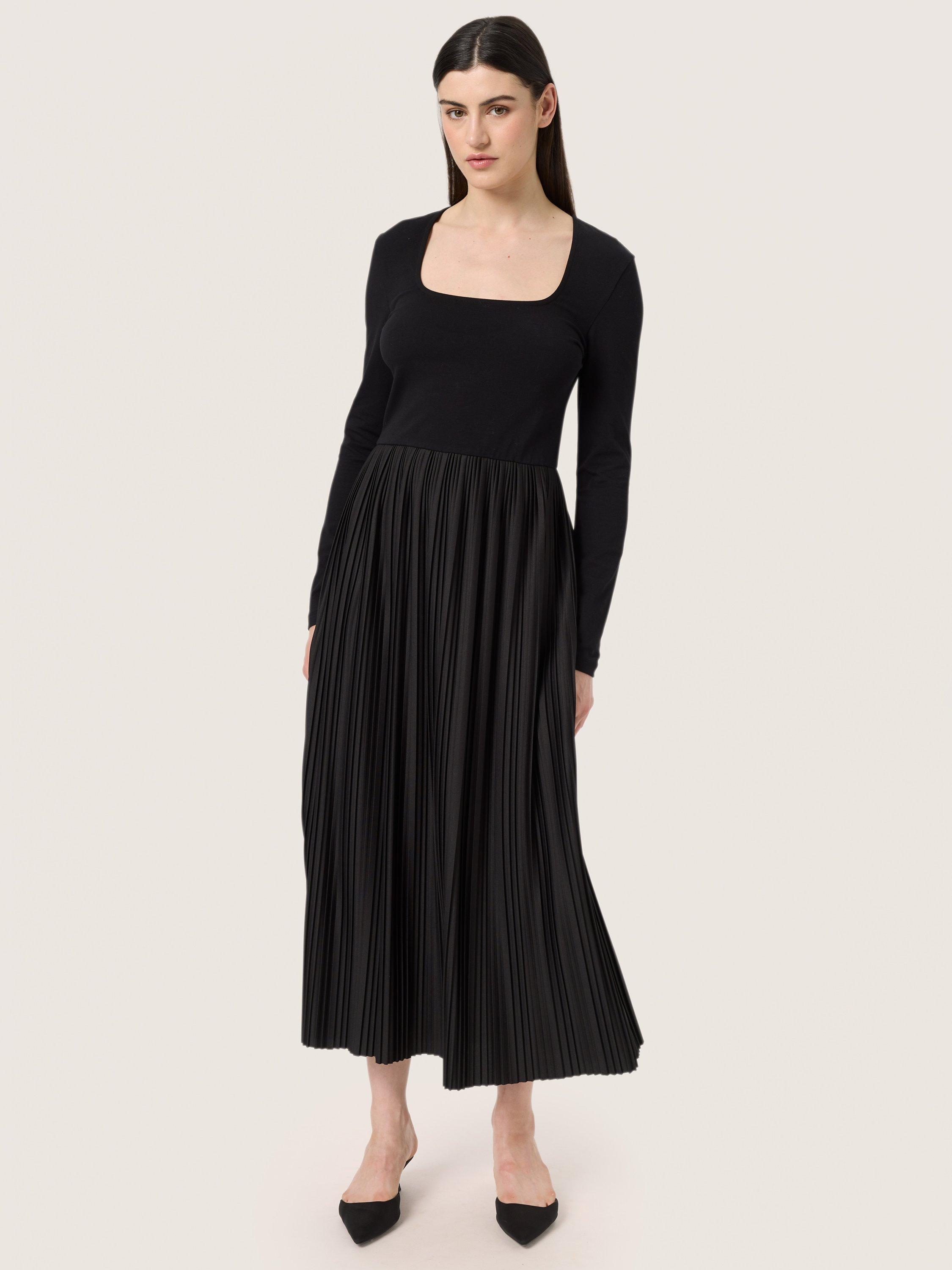 Product image 1 of 5, which shows Soaked In Luxury Simone Plisse Skirt Dress, Black, XS