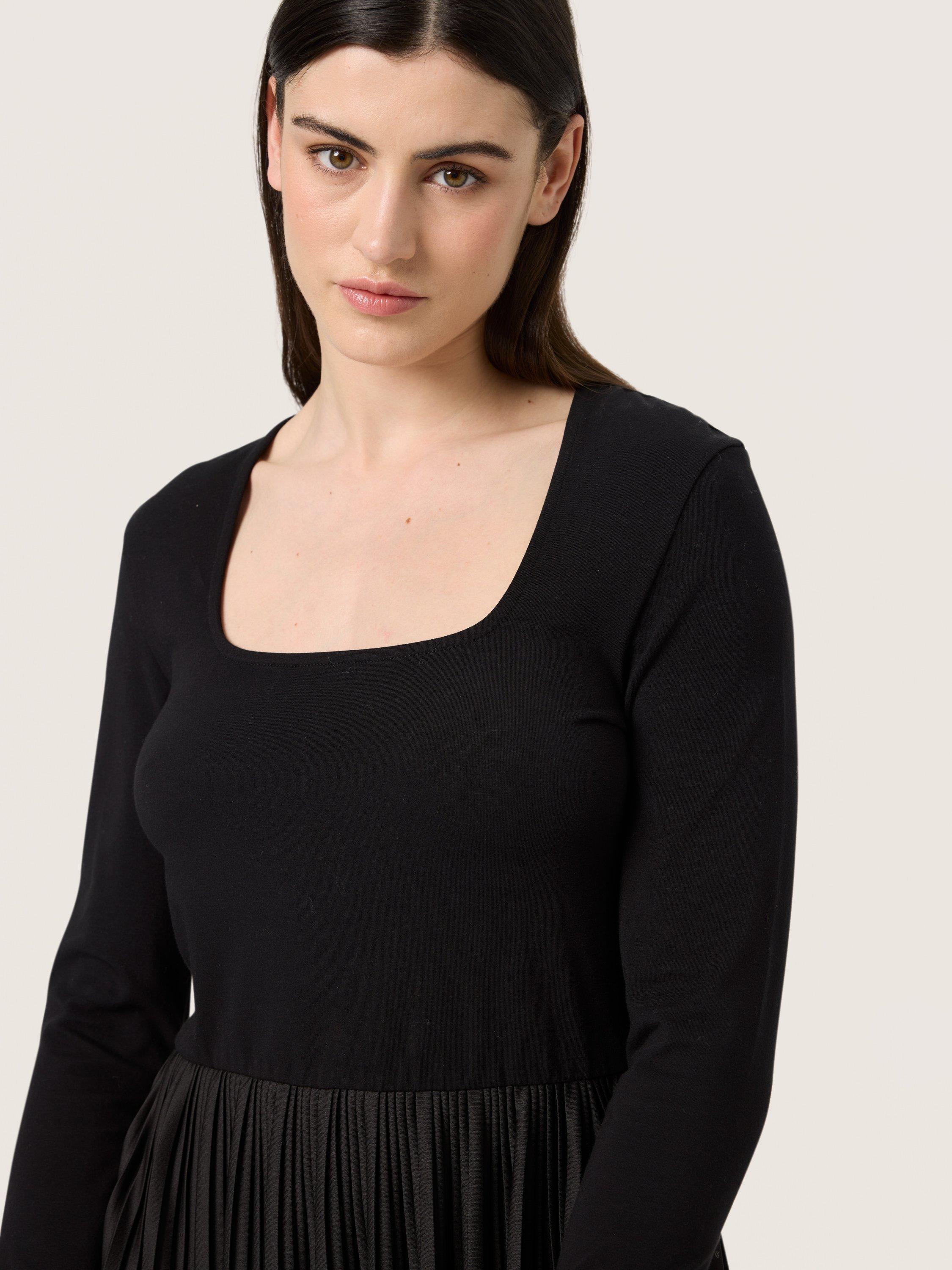 Product image 3 of 5, which shows Soaked In Luxury Simone Plisse Skirt Dress, Black, XS