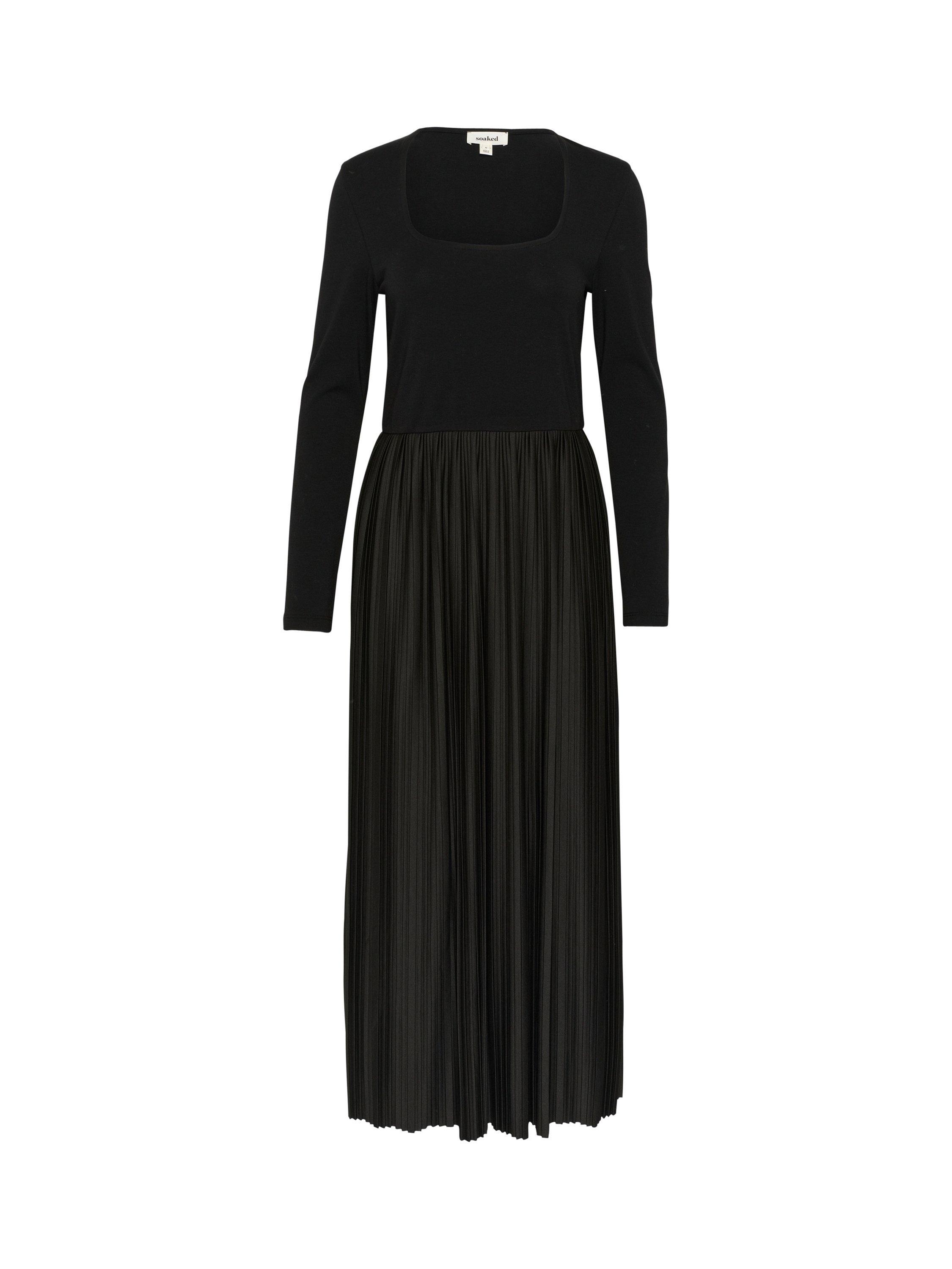 Product image 4 of 5, which shows Soaked In Luxury Simone Plisse Skirt Dress, Black, XS