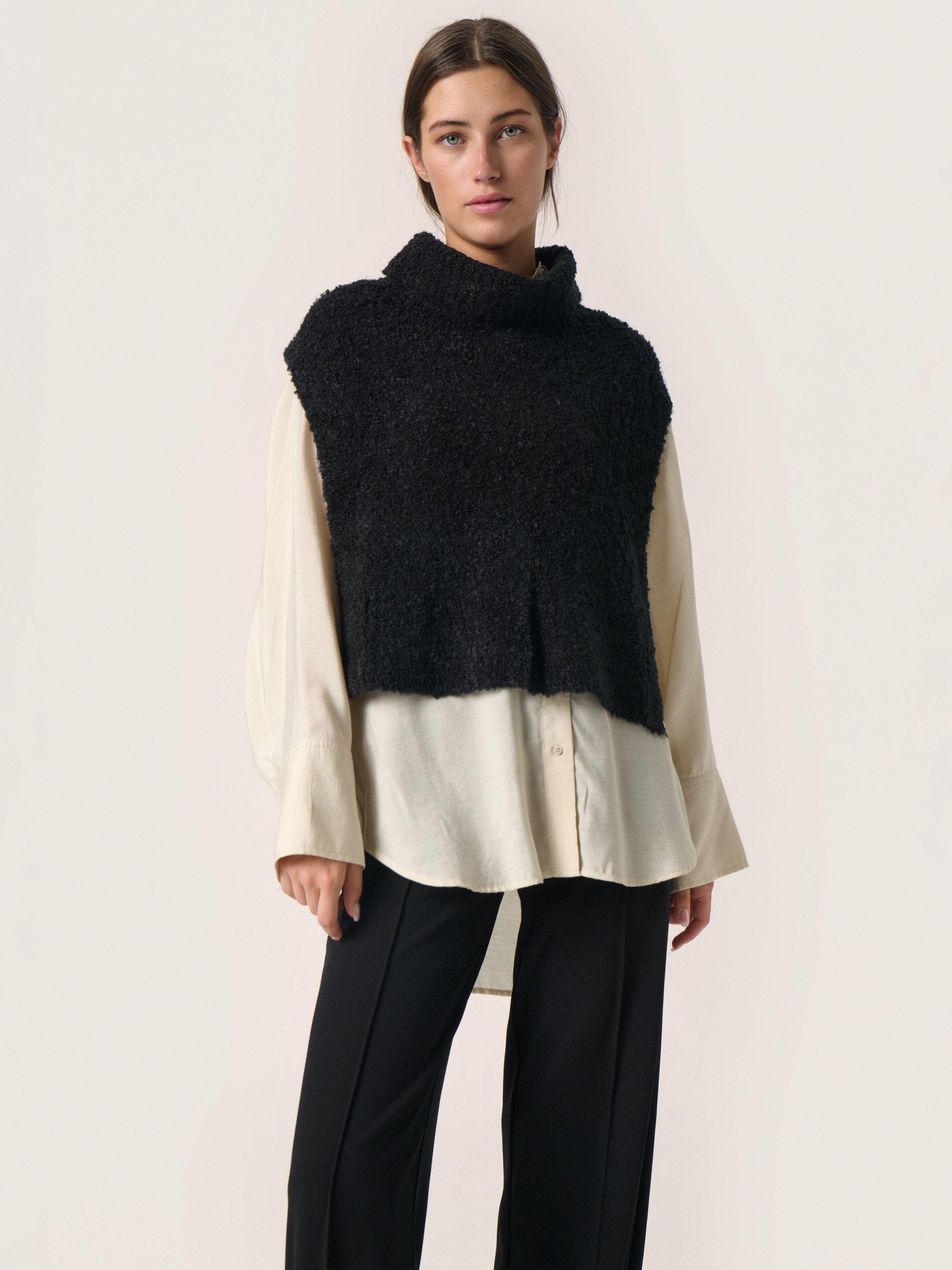Product image 1 of 6, which shows Soaked In Luxury Babbette Roll Neck Vest Jumper, Black, One Size
