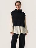 Soaked In Luxury Babbette Roll Neck Vest Jumper, Black