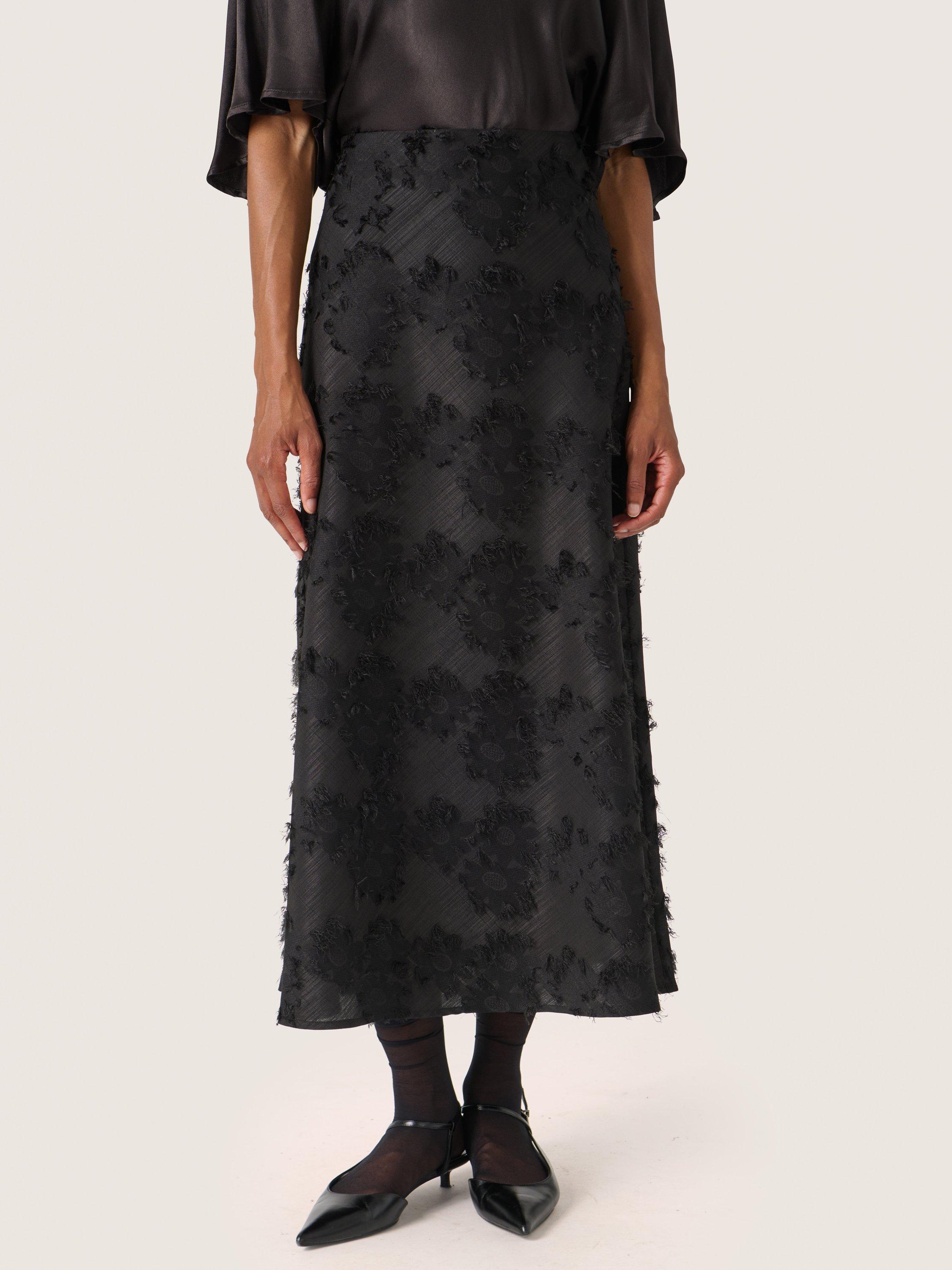 Soaked In Luxury Bettie Floral Jacquard Skirt, Black