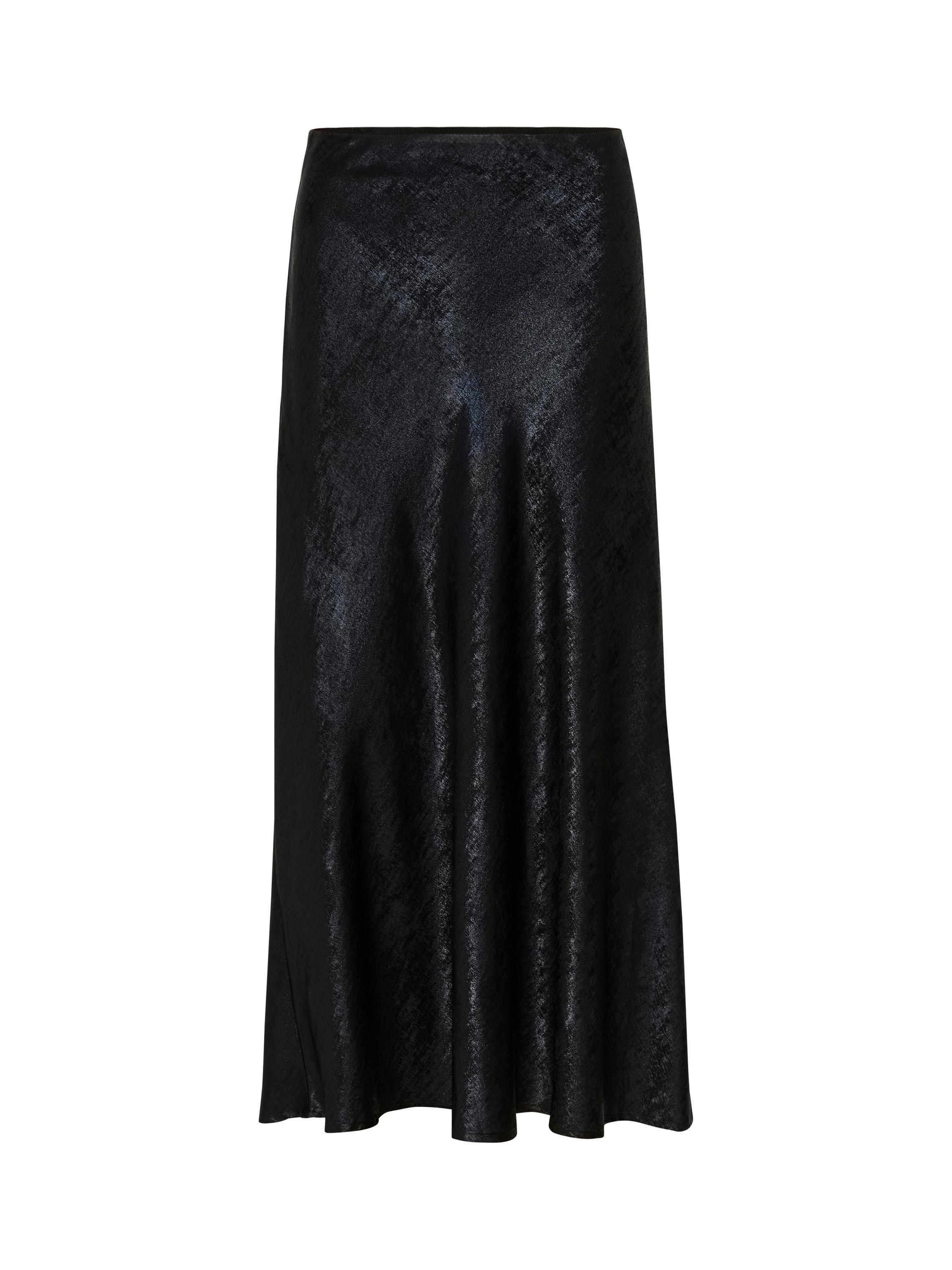 Product image 5 of 6, which shows Soaked In Luxury Elvie Anna Metallic Bias Cut Maxi Skirt, Black, M