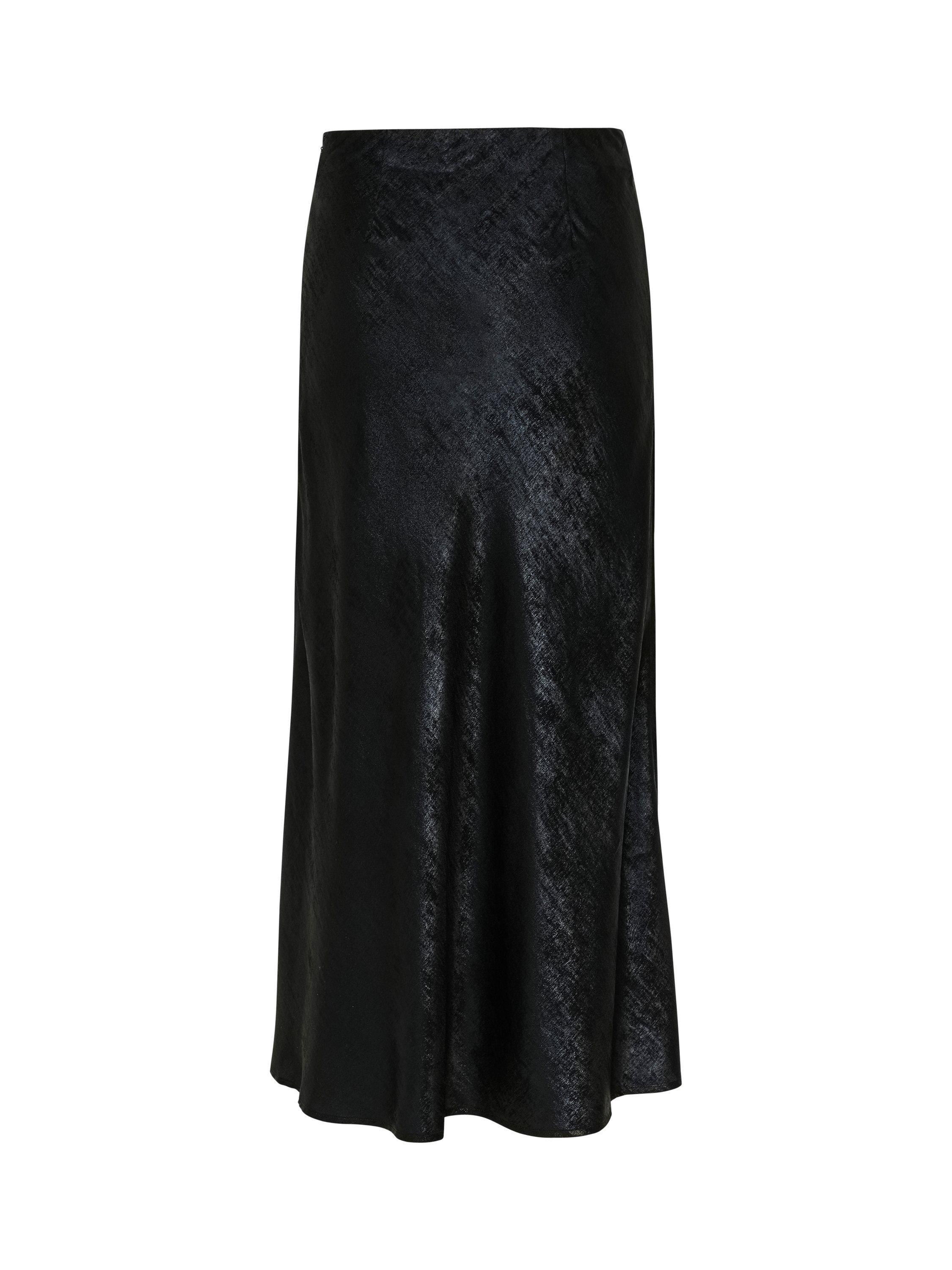 Product image 6 of 6, which shows Soaked In Luxury Elvie Anna Metallic Bias Cut Maxi Skirt, Black, M