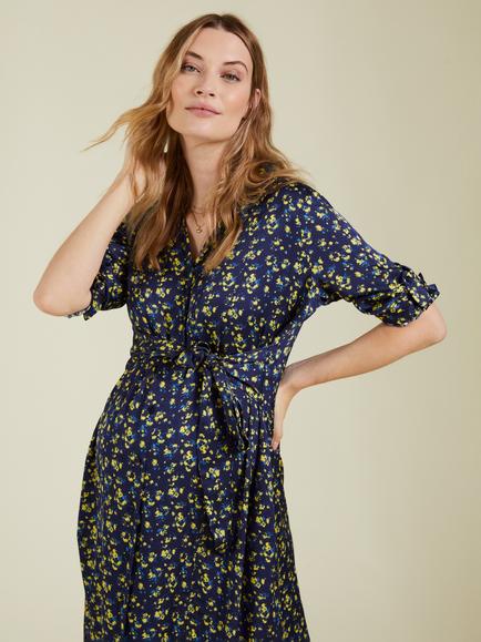 Isabella Oliver Kelsy Floral Maternity Dress, Navy/Multi - view 2, Navy/Multi