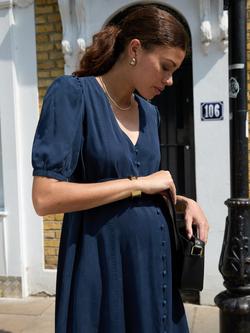 Isabella Oliver Marta Button Maternity Dress, Classic Navy - view 2, Classic Navy