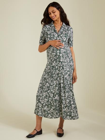 Isabella Oliver Miranda Ditsy Print Maternity Dress, Forest/Multi, Forest/Multi