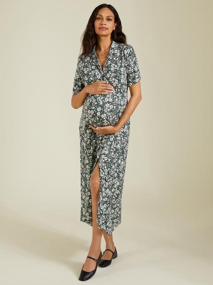 Isabella Oliver Miranda Ditsy Print Maternity Dress, Forest/Multi - view 2, Forest/Multi