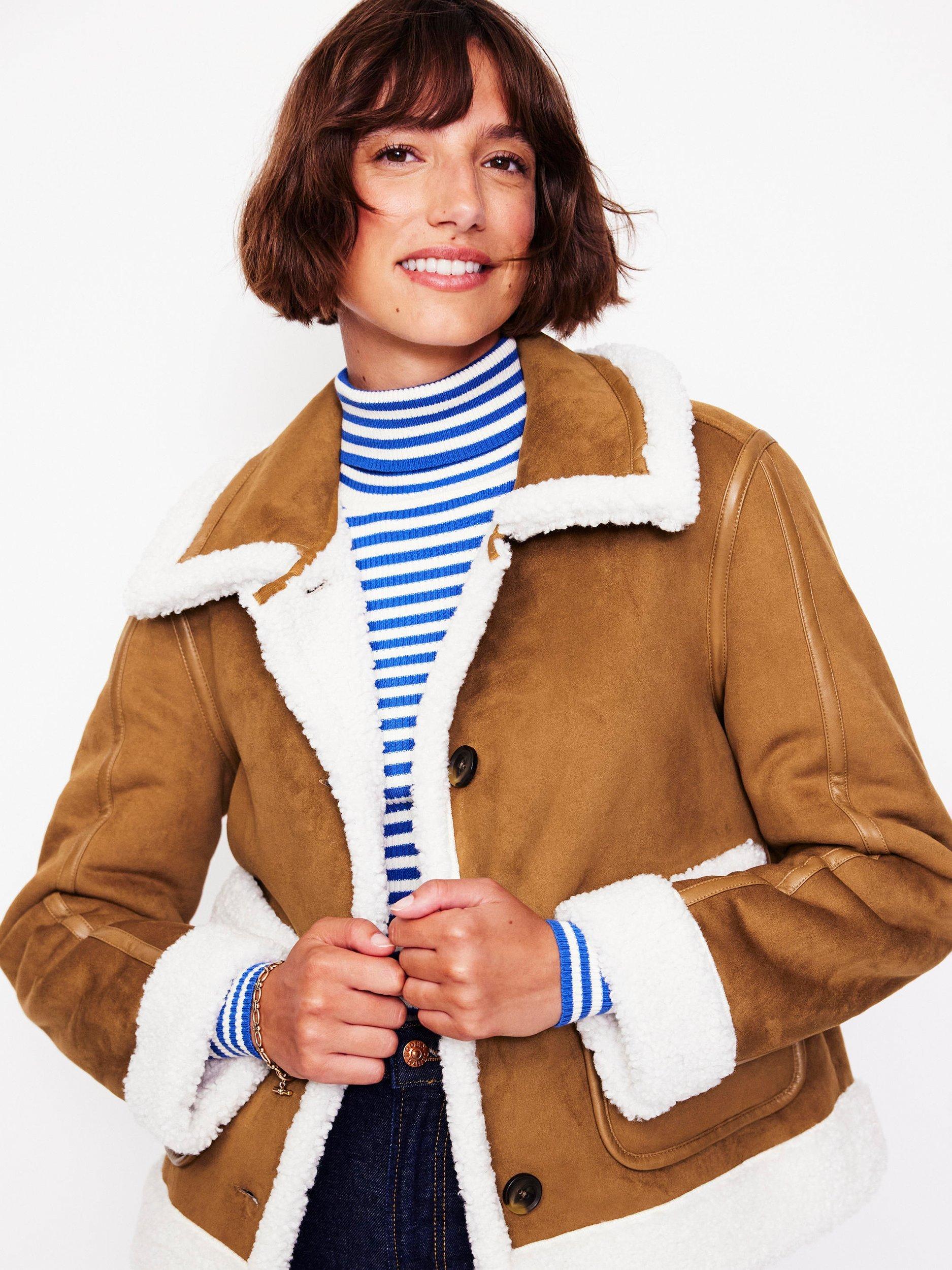 Boden Faux Shearling Jacket Brown