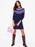 Boden Eleanor Fair Isle Jumper Dress, Navy/Multi