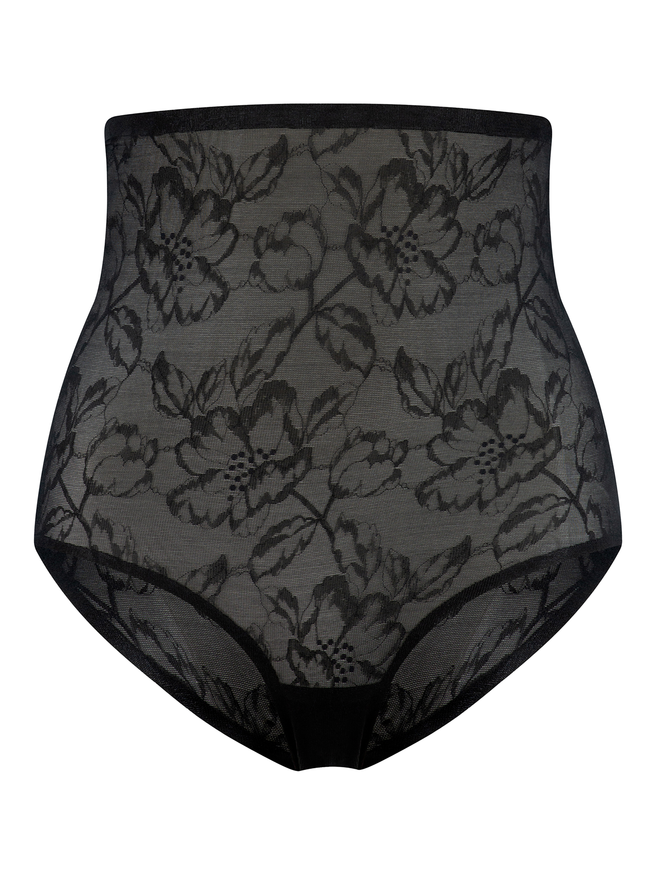 Product image 3 of 5, which shows Bye Bra Lacey High Waist Shaping Knickers, Black, S