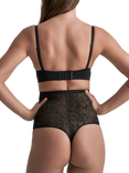 Bye Bra Lacey High Waist Shaping Thong, Black