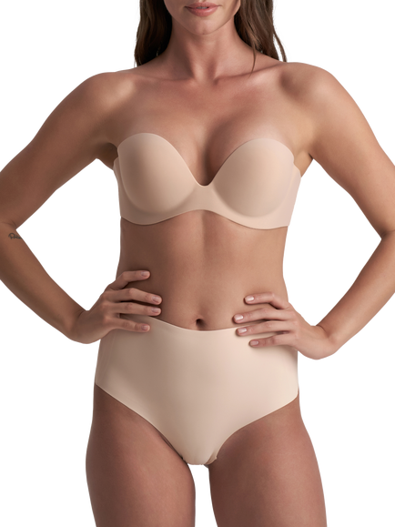Bye Bra Low Back Mid Waist Thong, Beige