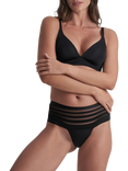 Bye Bra Period Lace Low Flow Thong, Black