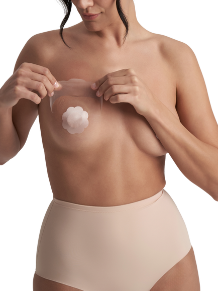 Bye Bra Breast Tape and Nipple Cover, Pack of 3, Beige, Beige