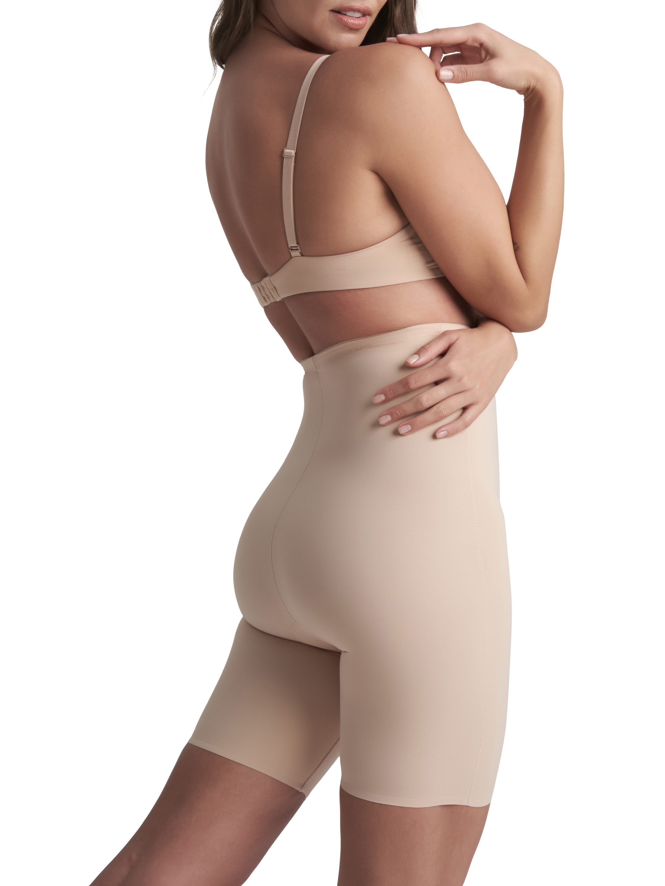 Product image 2 of 4, which shows Bye Bra Sculpting High Waist Shorts, Beige, S