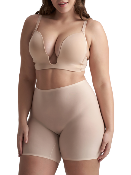 Bye Bra Uni Stretch High Waist Shorts, Beige