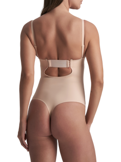 Bye Bra Sculpting Deep V Thong Bodysuit - view 2, Beige